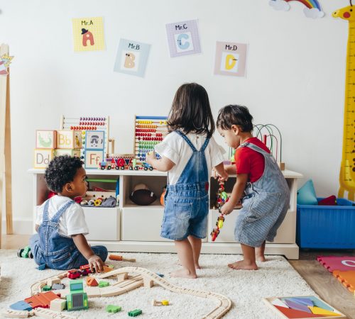Young children enjoying in the playroom